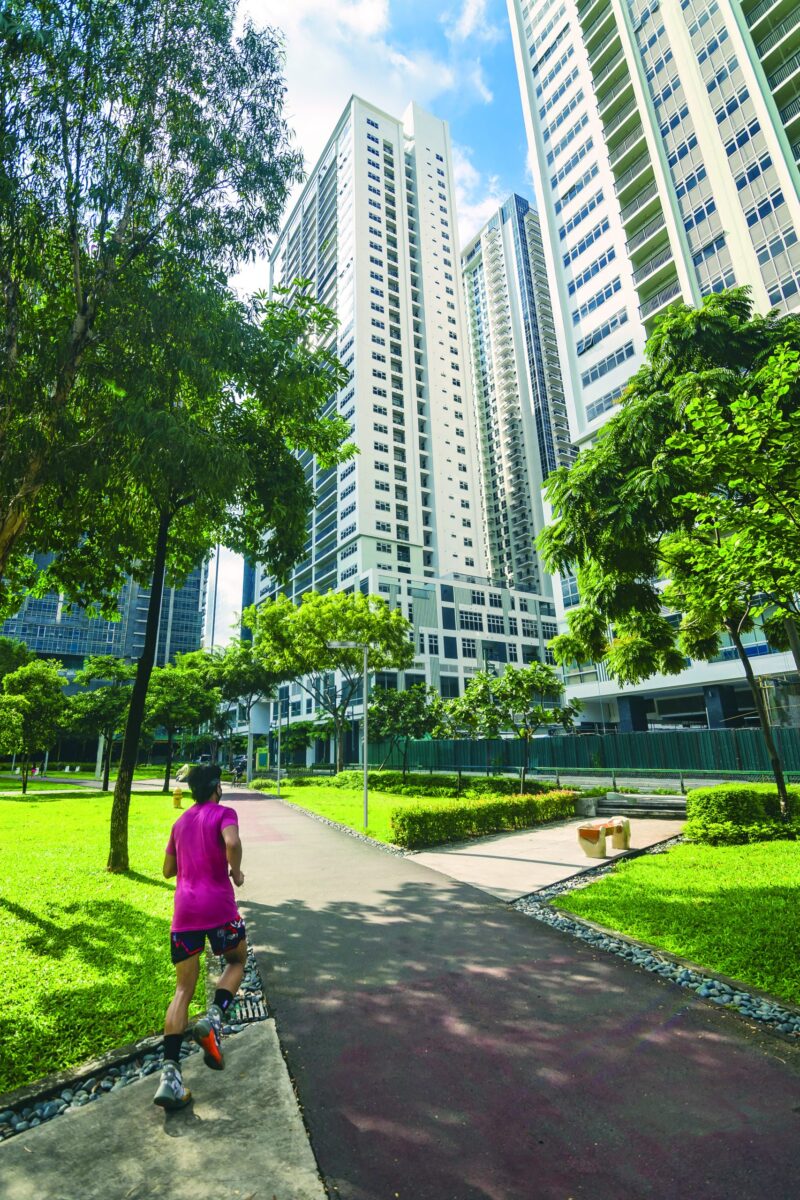 Bonifacio global city, taguig, metro manila aug 2020: a man jo