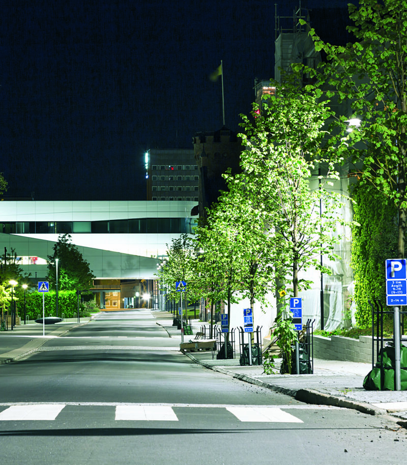 Downtown umeå, sweden at night