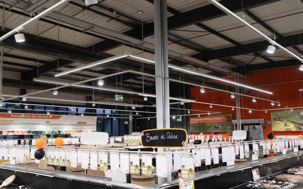 éclairage magasin alimentaire